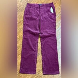 NWT Talbots Heritage Corduroy Pants Straight Leg Flat Front Fuchsia Size 12